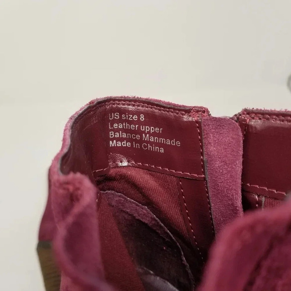 Very Volatile Melina Burgundy Suede Leather Boots 8 - Picture 7 of 9